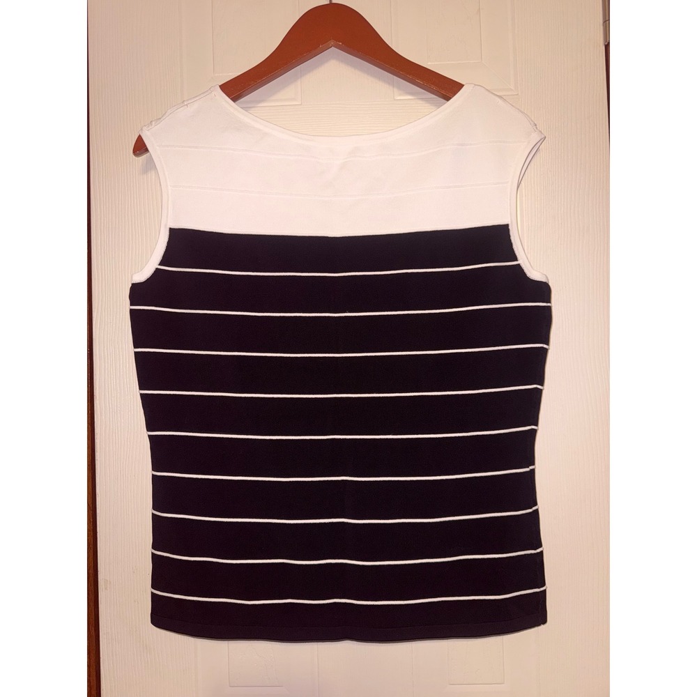 White House Black Market Striped Bandage Tank Top Black White Size L Sleeveless